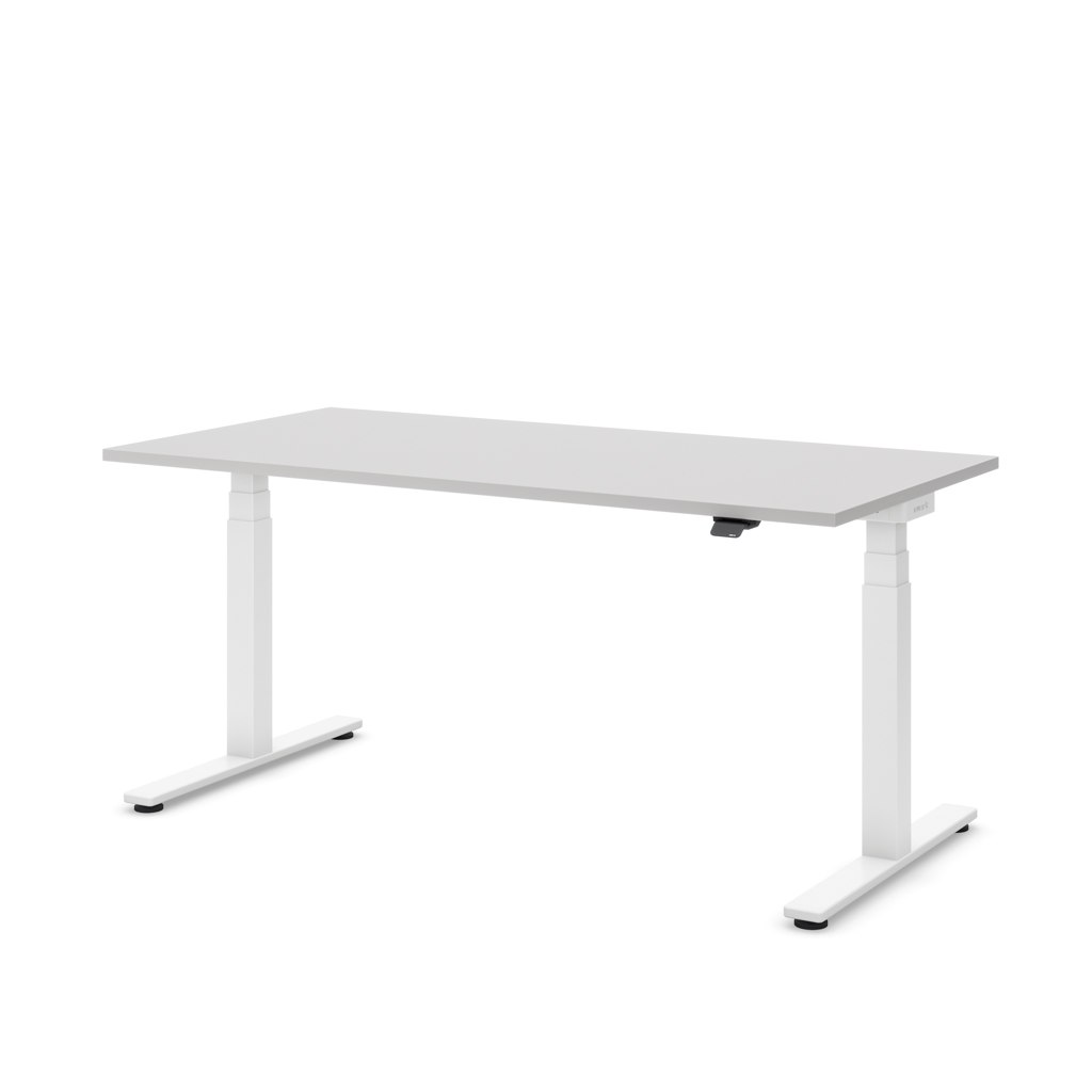 Höhenverstellbarer Schreibtisch Masterlift® Flex Basic, Lichtgrau Dekor/Weiss 180x80