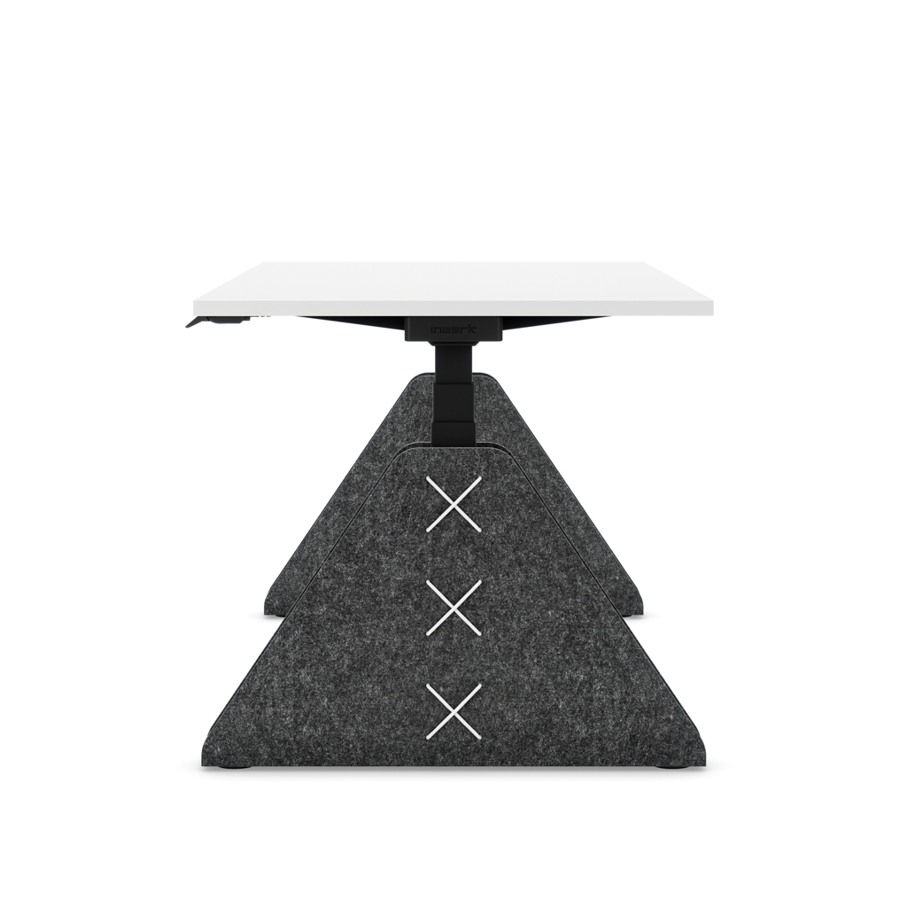 Höhenverstellbarer Schreibtisch Masterlift® Flex Akustix®-Edition, Trapez Dunkelgrau, Weiss Dekor/Schwarz 180x80