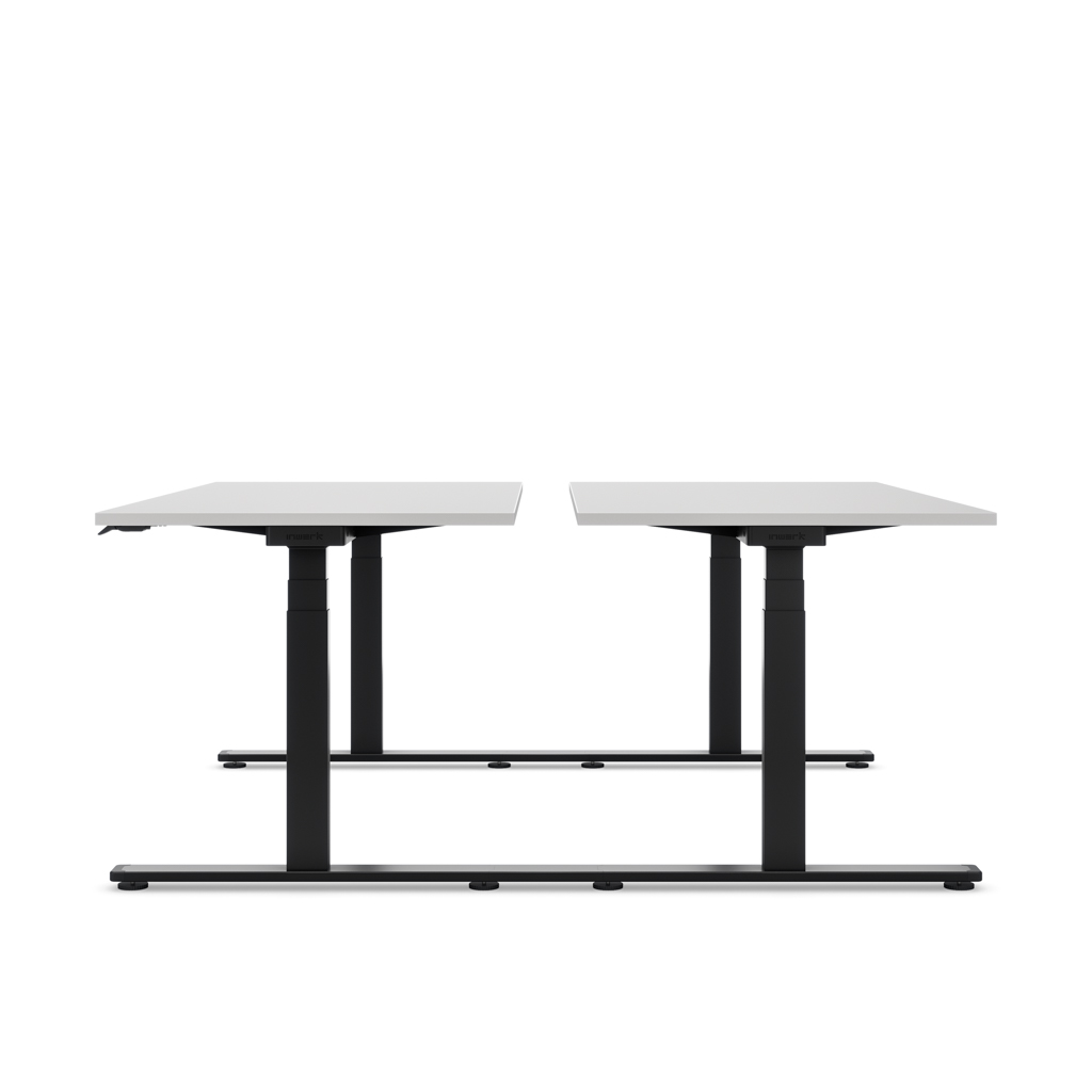 Höhenverstellbarer Team-Schreibtisch Masterlift® Flex Light, Lichtgrau/Schwarz 160x80