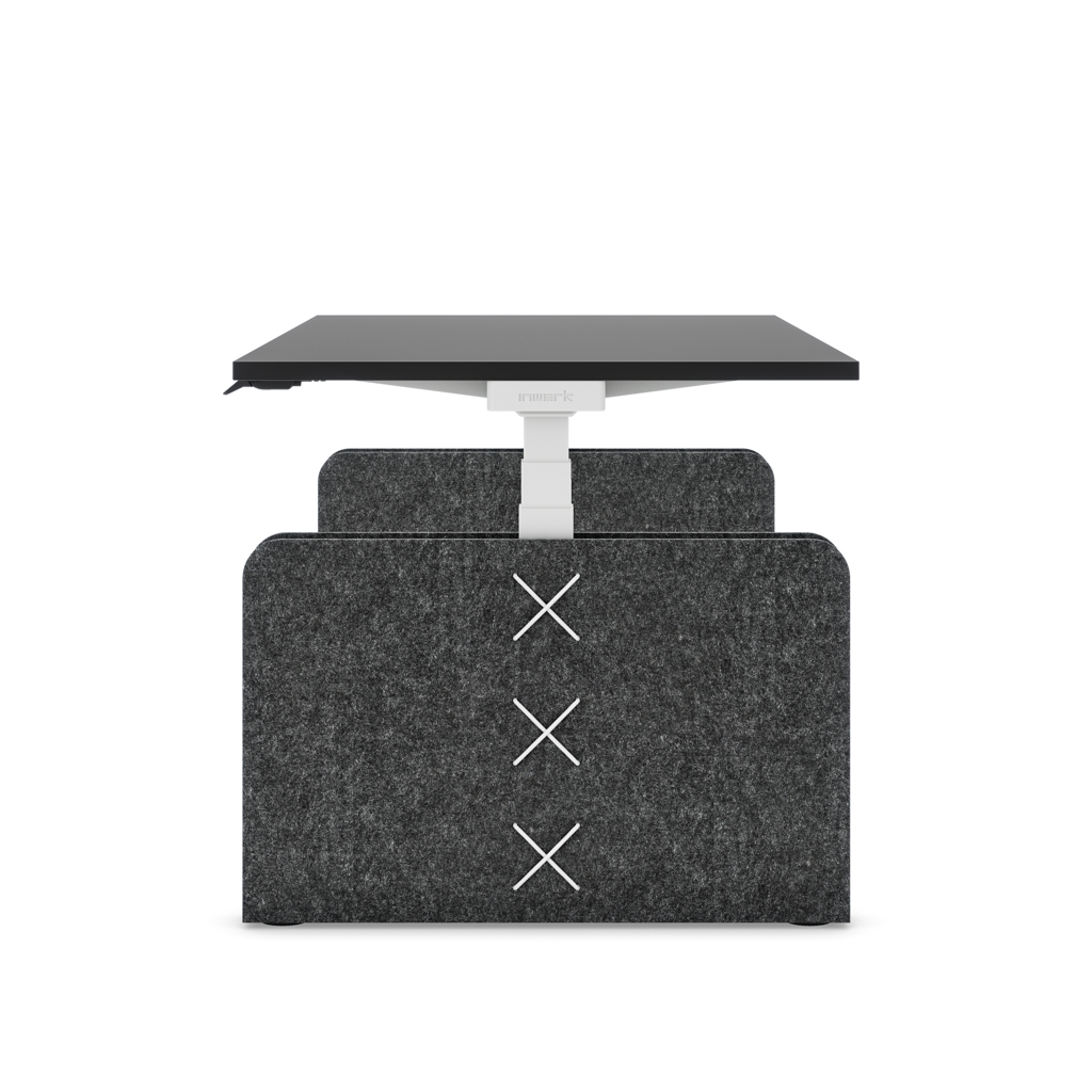 Höhenverstellbarer Schreibtisch Masterlift® Flex Akustix®-Edition, Rechteck Dunkelgrau, Schwarz Dekor/Weiss 180x80