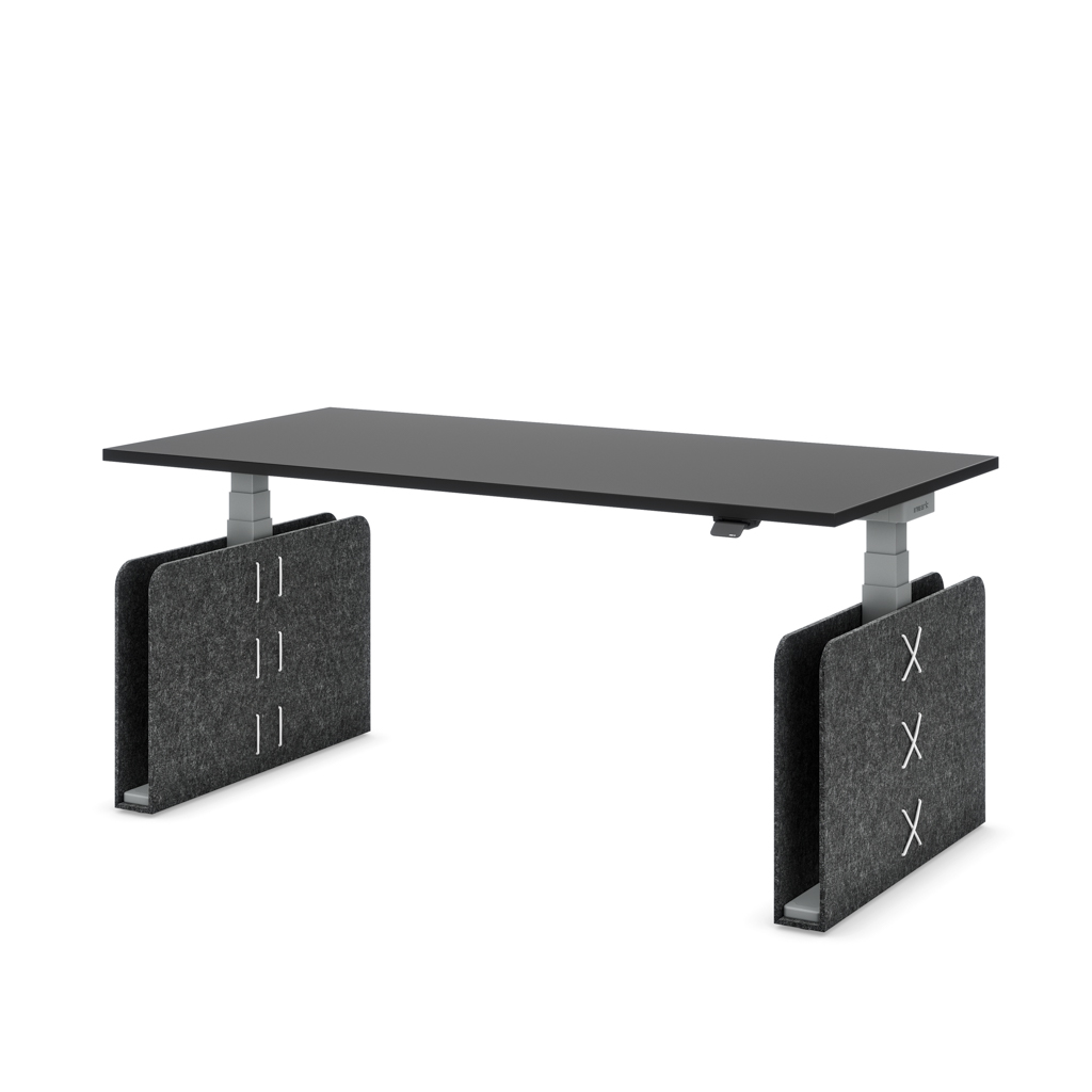 Höhenverstellbarer Schreibtisch Masterlift® Flex Akustix®-Edition, Rechteck Dunkelgrau, Schwarz Dekor/Silber 120x80