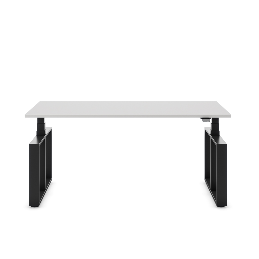 Masterlift® Flex höhenverstellbarer Schreibtisch Loop Stahl Edition Rechteck Lichtgrau Dekor/Schwarz 160x80