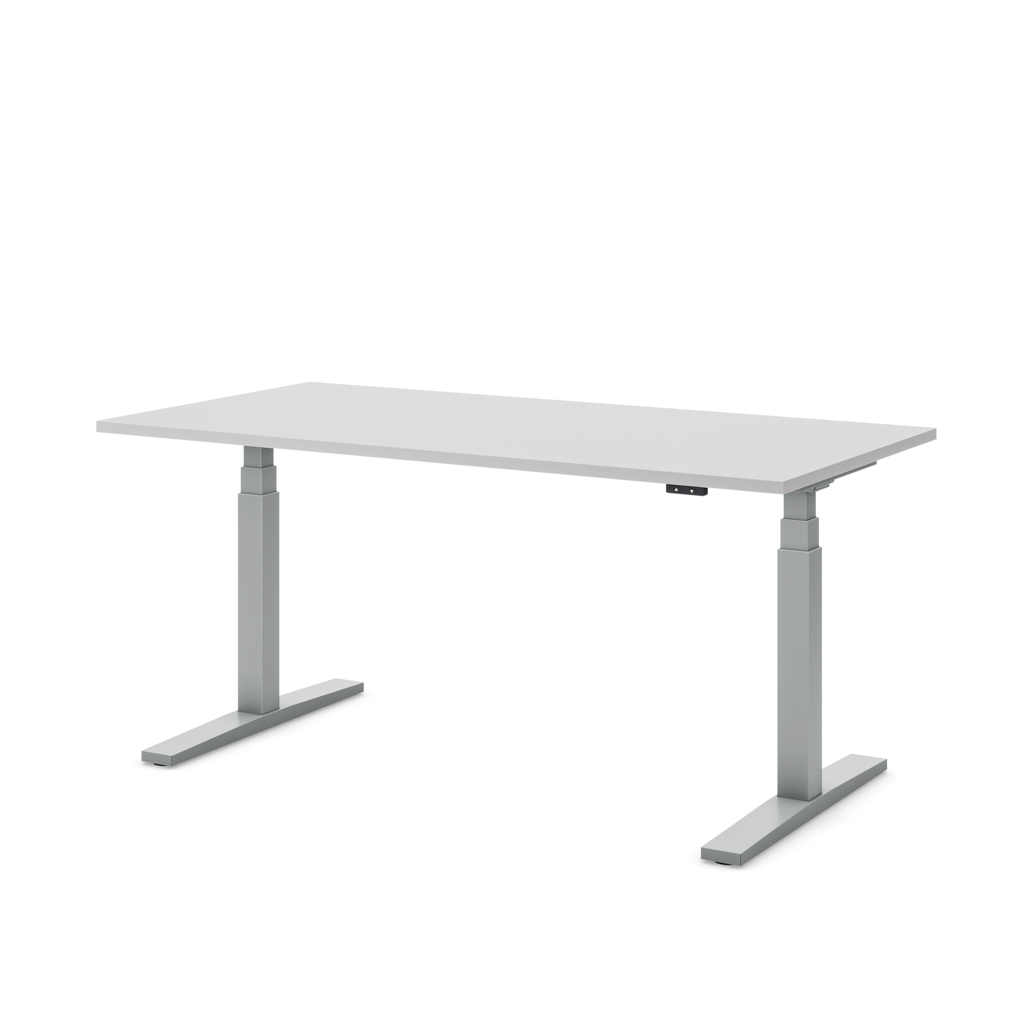 Höhenverstellbarer Schreibtisch Imperio® Lift Q2 Lichtgrau Dekor/Silber 180x80