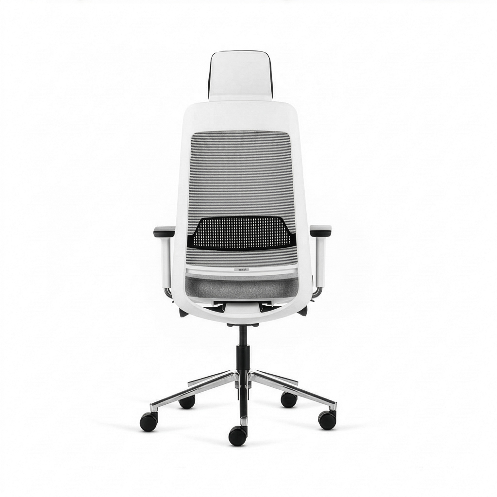 Inwerk Teamo® Original Plus - Bürostuhl mit Kopfstütze, Weiß/Grau