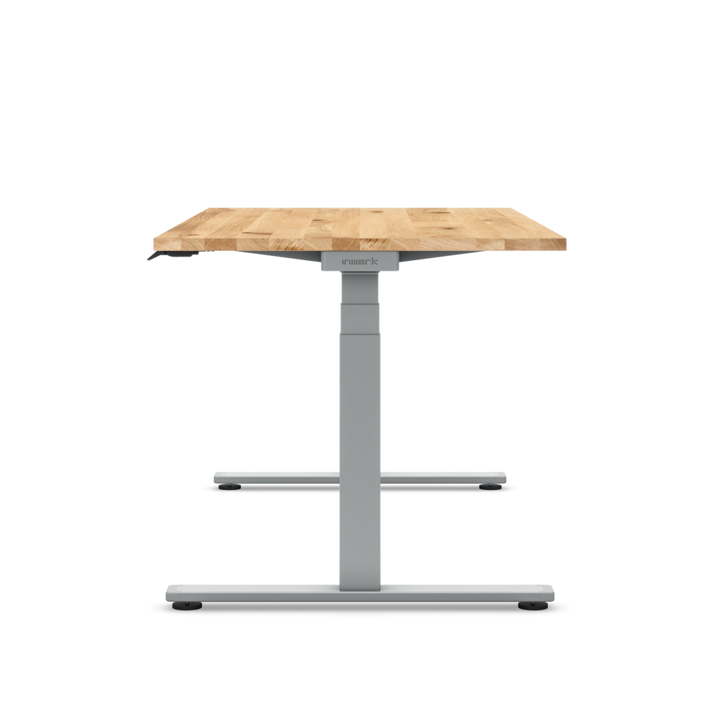 Höhenverstellbarer Schreibtisch Masterlift® Flex Light, Eiche Massivholz/Silber 160x80