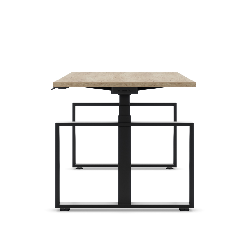 Masterlift® Flex höhenverstellbarer Schreibtisch Loop Stahl Edition Rechteck Eiche Dekor/Schwarz 160x80