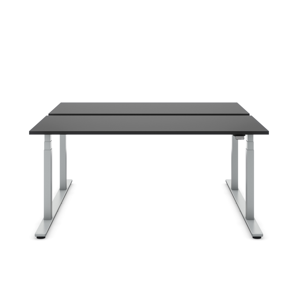 Höhenverstellbarer Team-Schreibtisch Masterlift® Flex Light, Schwarz/Silber 180x80