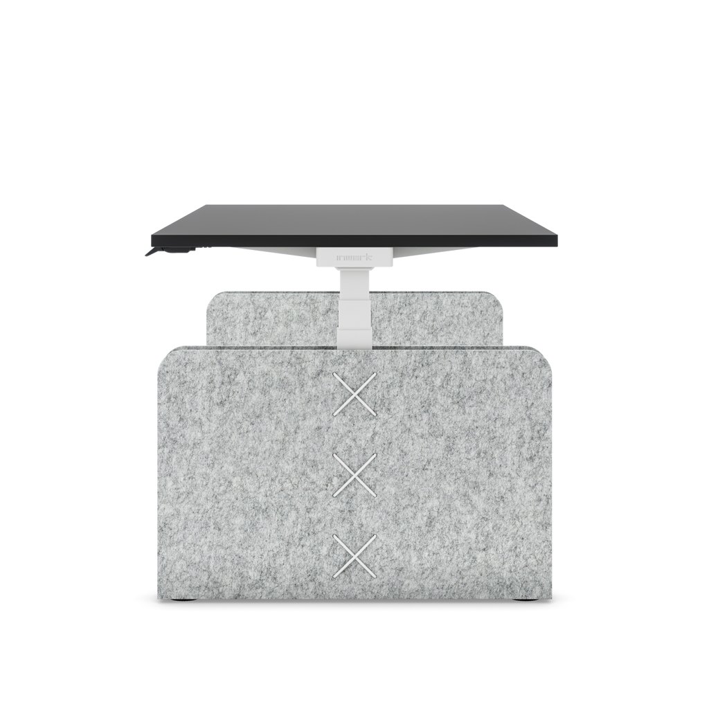 Höhenverstellbarer Schreibtisch Masterlift® Flex Akustix®-Edition, Rechteck Hellgrau, Schwarz Dekor/Weiss 120x80