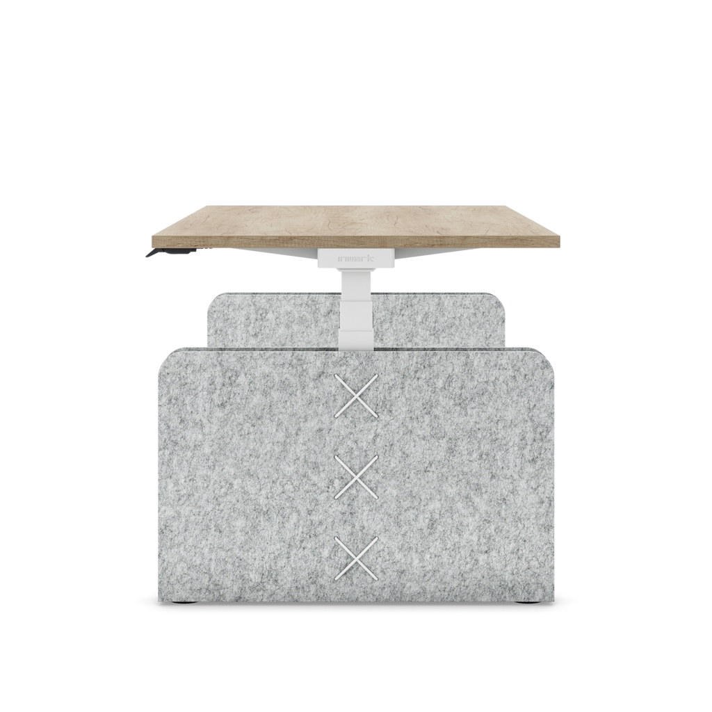 Höhenverstellbarer Schreibtisch Masterlift® Flex Akustix®-Edition, Rechteck Hellgrau, Eiche Dekor/Weiss 180x80