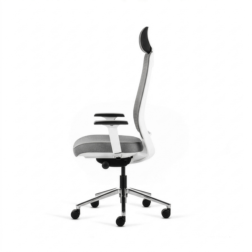 Inwerk Teamo® Original Plus - Bürostuhl mit Kopfstütze, Weiß/Grau