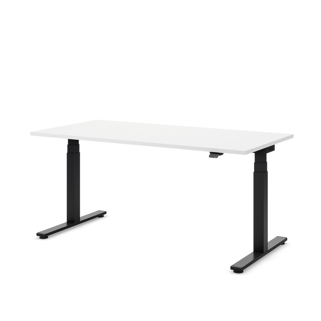 Höhenverstellbarer Schreibtisch Masterlift® Flex Basic, Weiss Dekor/Schwarz 120x80