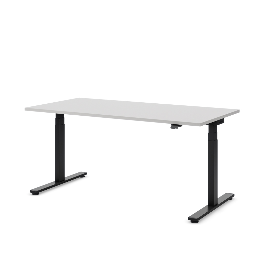 Höhenverstellbarer Schreibtisch Masterlift® Flex Light, Lichtgrau Dekor/Schwarz 160x80