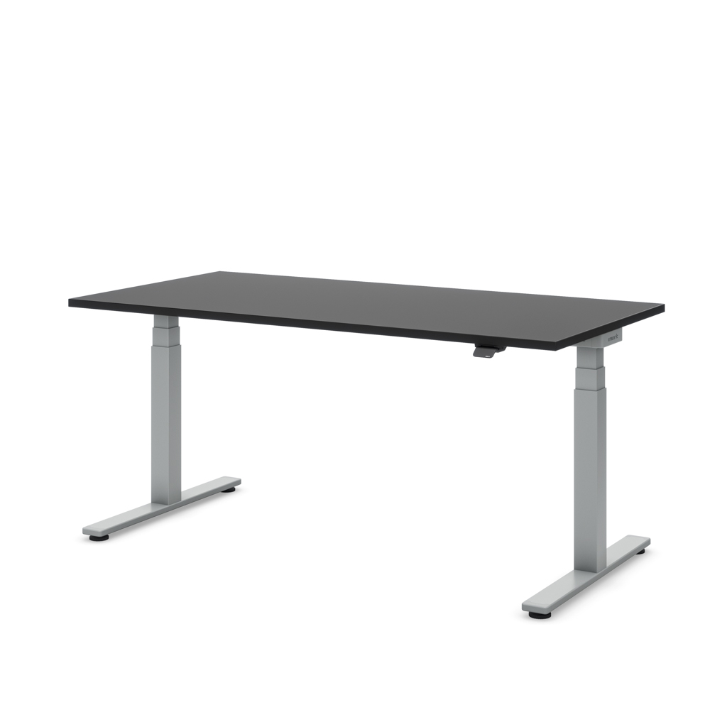 Höhenverstellbarer Schreibtisch Masterlift® Flex Basic, Schwarz Dekor/Silber 120x80