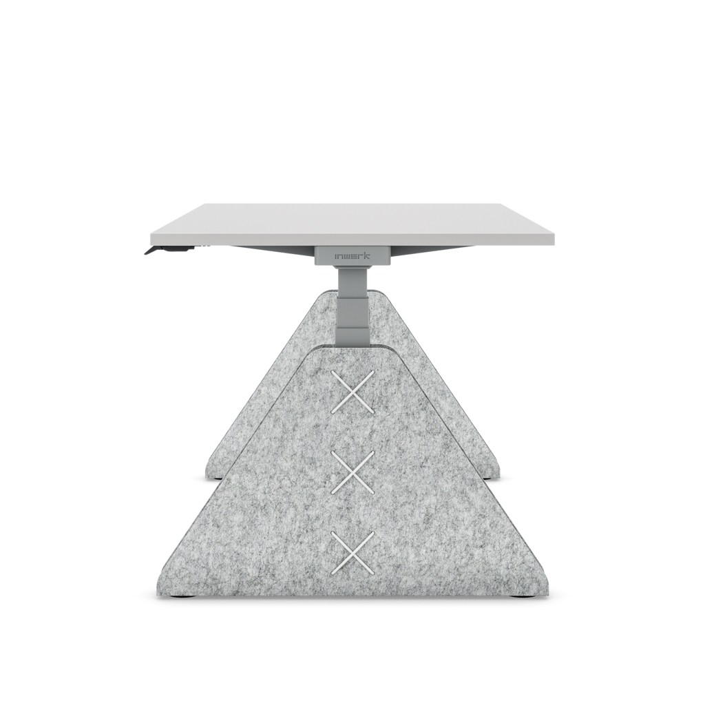 Höhenverstellbarer Schreibtisch Masterlift® Flex Akustix®-Edition, Trapez Hellgrau, Lichtgrau Dekor/Silber 160x80