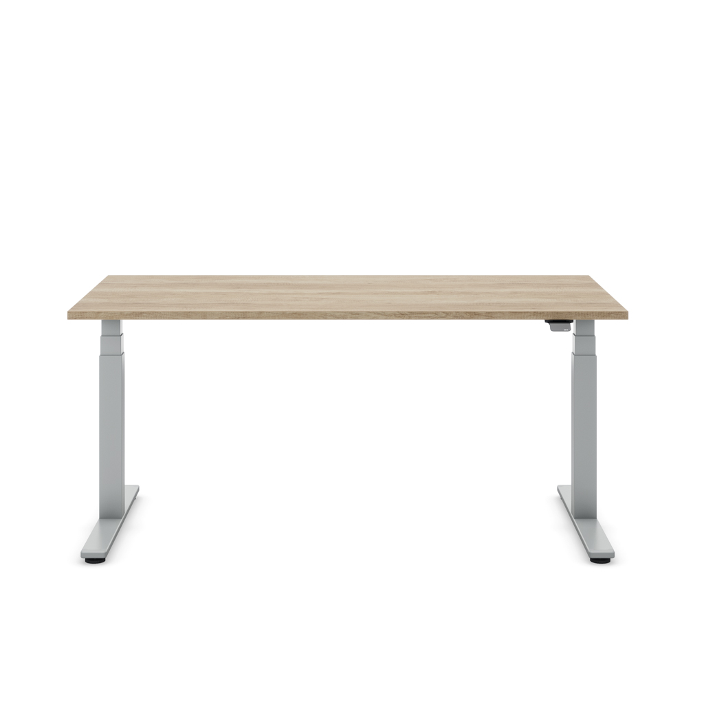 Höhenverstellbarer Schreibtisch Masterlift® Flex Basic, Eiche Dekor/Silber 180x80