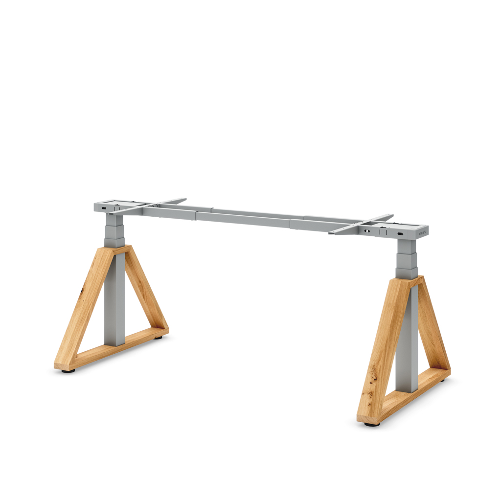 Höhenverst. Tischgestell Masterlift® Flex Loop-Edition, Holz Trapez, Silber