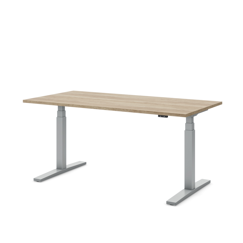 Höhenverstellbarer Schreibtisch Imperio® Lift Q2 Eiche Dekor/Silber 180x80