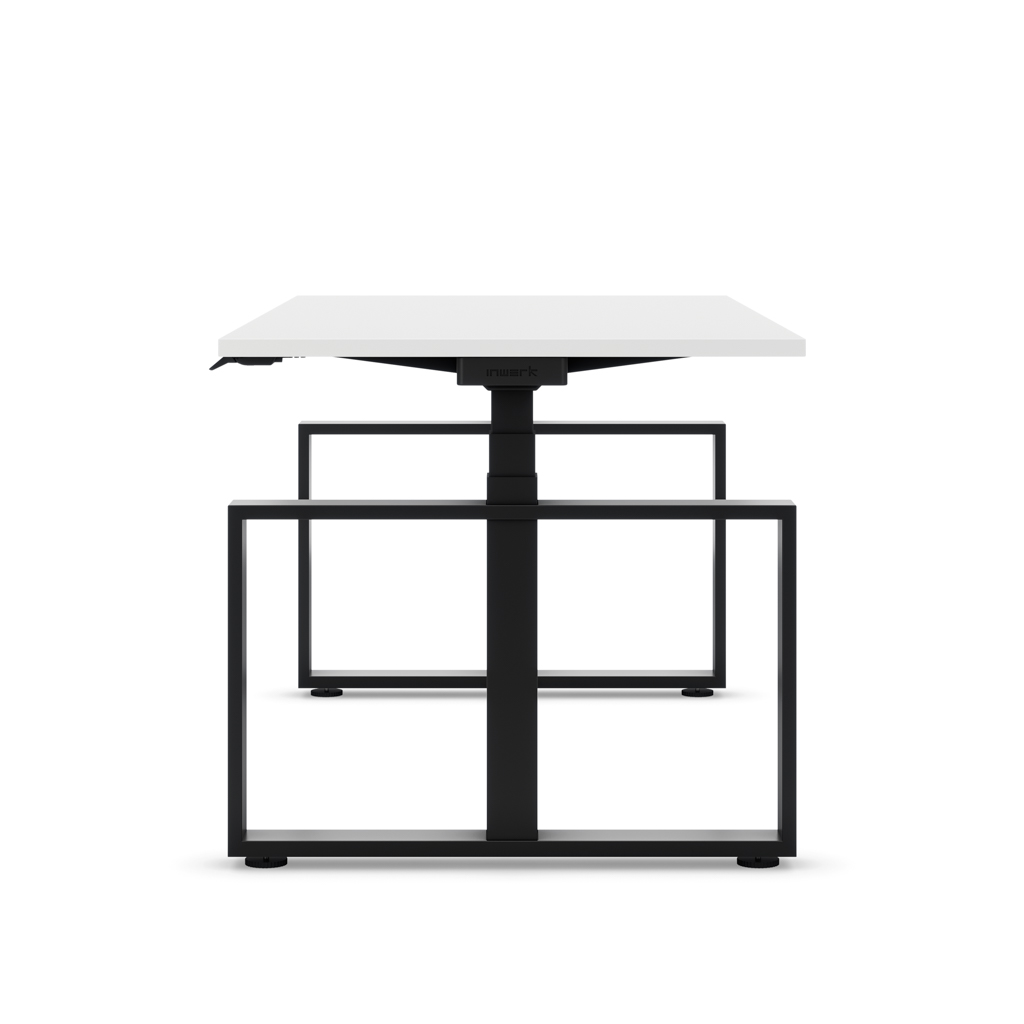 Masterlift® Flex höhenverstellbarer Schreibtisch Loop Stahl Edition Rechteck  Weiß Dekor/Schwarz 120x80