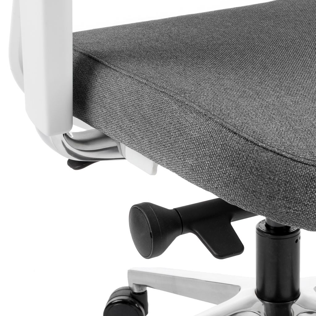 Teamo® Plush - Ergonomischer Bürostuhl mit Kopfstütze, Vollpolster, Weiss/Grau