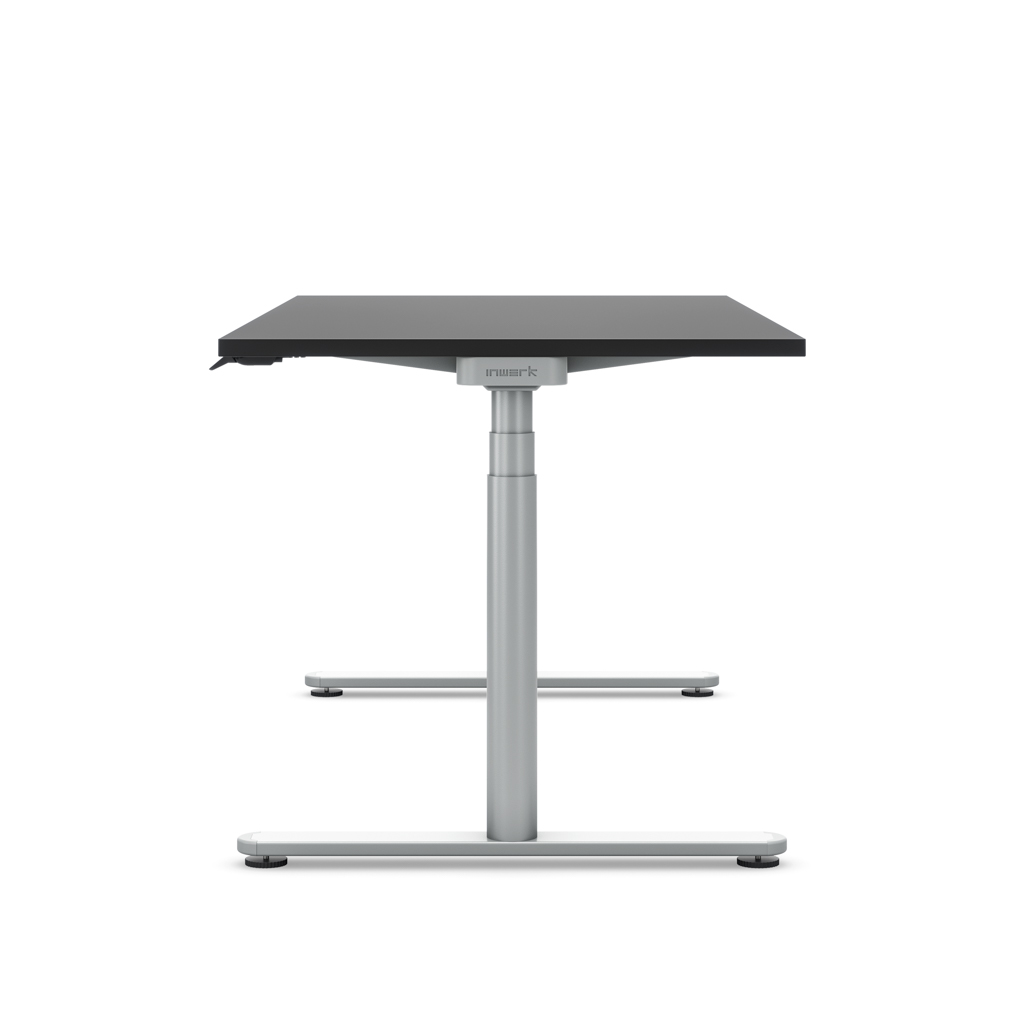 Höhenverstellbarer Schreibtisch Masterlift® Flex Basic rund, Schwarz/Silber 200x80