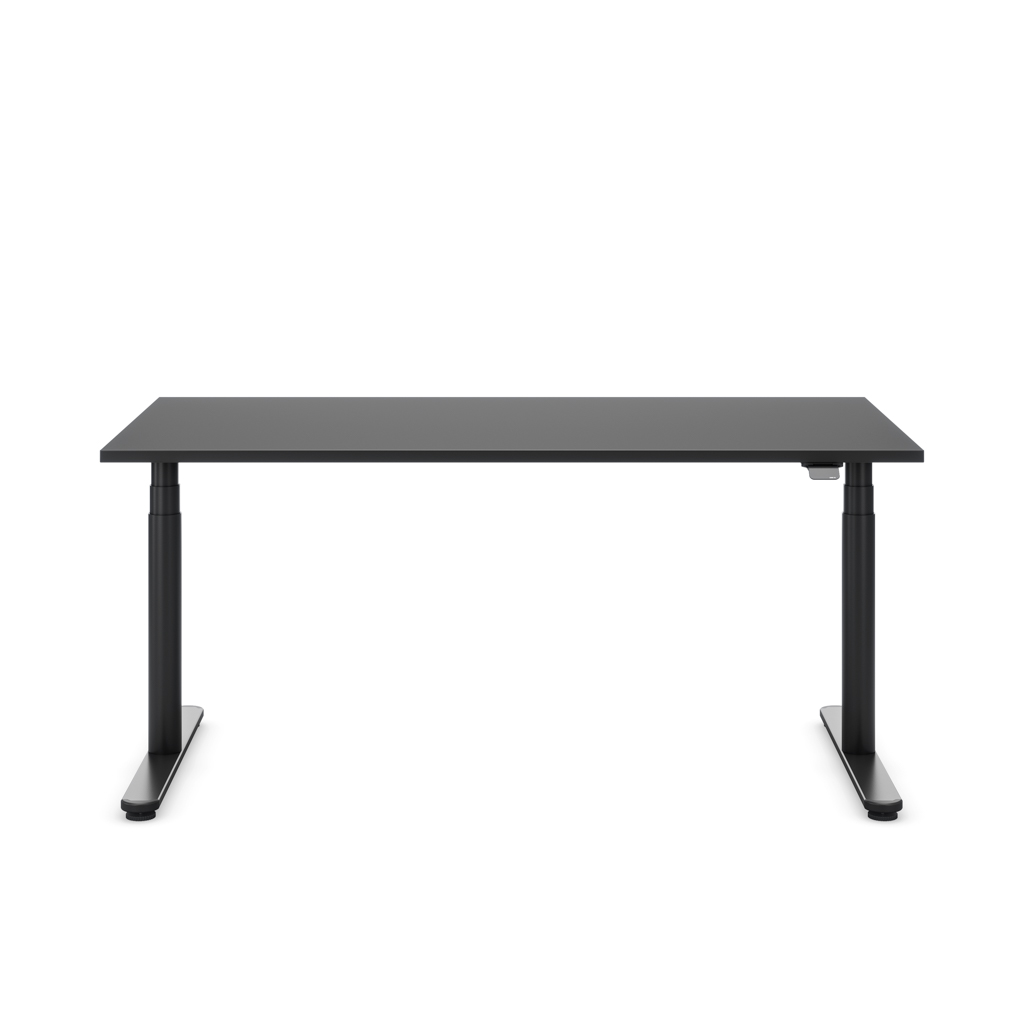 Höhenverstellbarer Schreibtisch Masterlift® Flex Basic rund, Schwarz/Schwarz 120x80