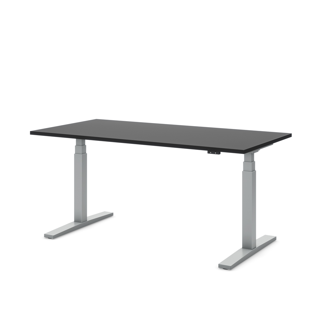 Höhenverstellbarer Schreibtisch Imperio® Lift Q2 Schwarz Dekor/Silber 160x80