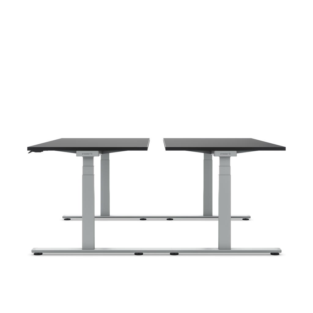 Höhenverstellbarer Team-Schreibtisch Masterlift® Flex Light, Schwarz/Silber 180x80