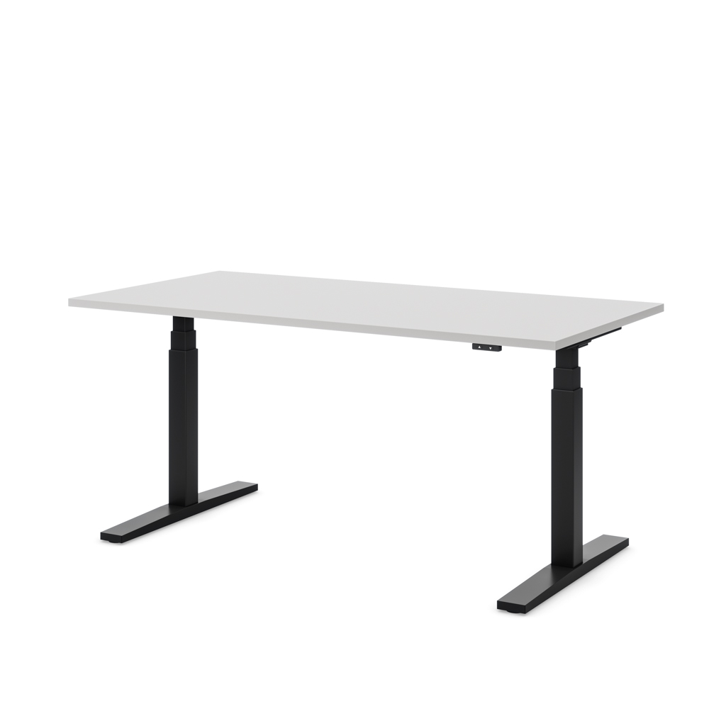 Höhenverstellbarer Schreibtisch Imperio® Lift Q2 Lichtgrau Dekor/ Schwarz 180x80