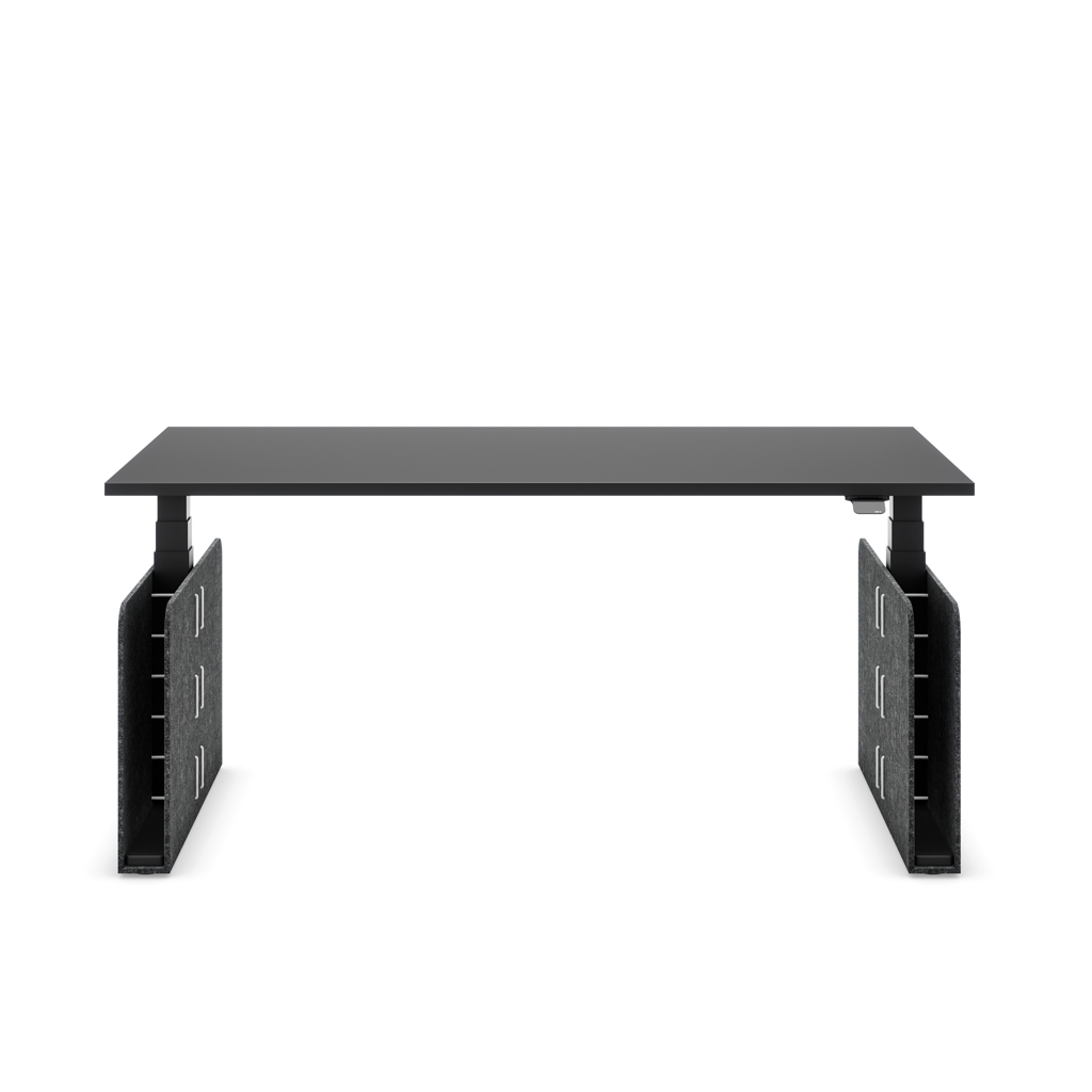 Höhenverstellbarer Schreibtisch Masterlift® Flex Akustix®-Edition, Rechteck Dunkelgrau, Schwarz Dekor/Schwarz 180x80