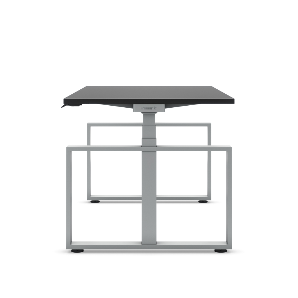 Höhenverstellbarer Schreibtisch Masterlift® Flex Loop-Edition, Stahl Rechteck, Schwarz Dekor/Silber 120x80