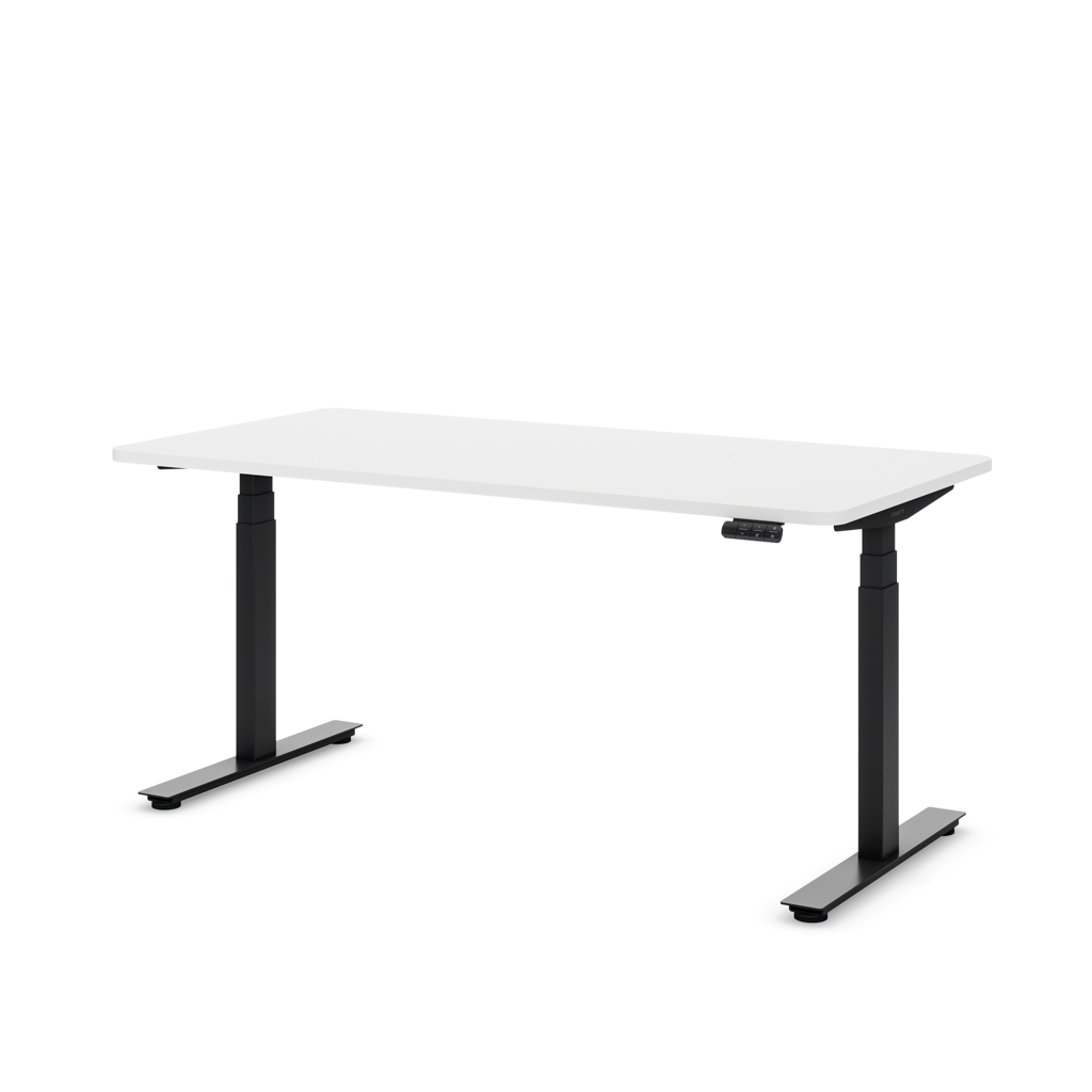 Höhenverstellbarer Schreibtisch Ecolift® Plus Weiß Dekor/Schwarz 120x80