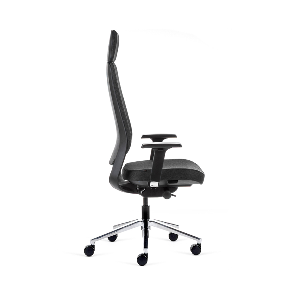 Teamo® Plush Plus - Ergonomischer Bürostuhl mit Kopfstütze, Vollpolster, Schwarz