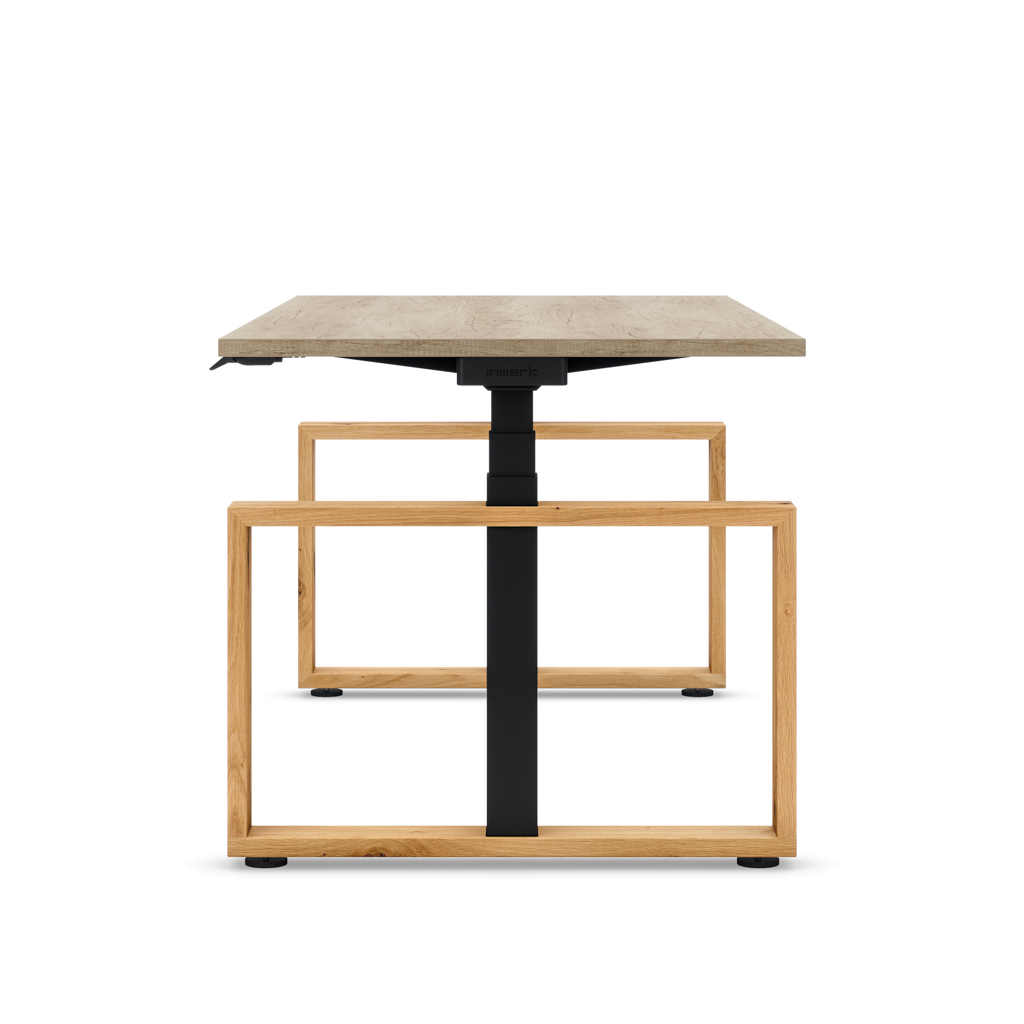 Höhenverstellbarer Schreibtisch Masterlift® Flex Loop-Edition, Holz Rechteck, Eiche Dekor/Schwarz 180x80