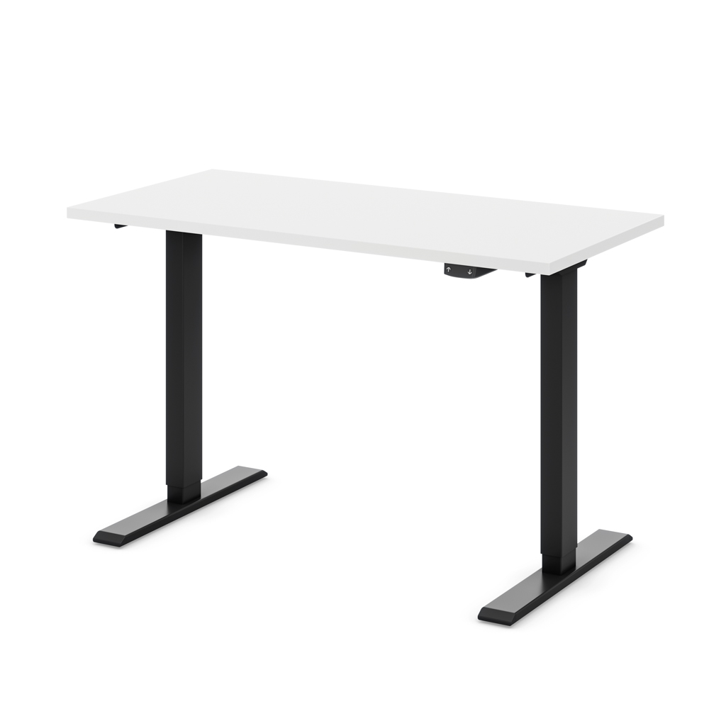 Höhenverstellbarer Schreibtisch Ecolift® Weiß Dekor/Schwarz 118x58