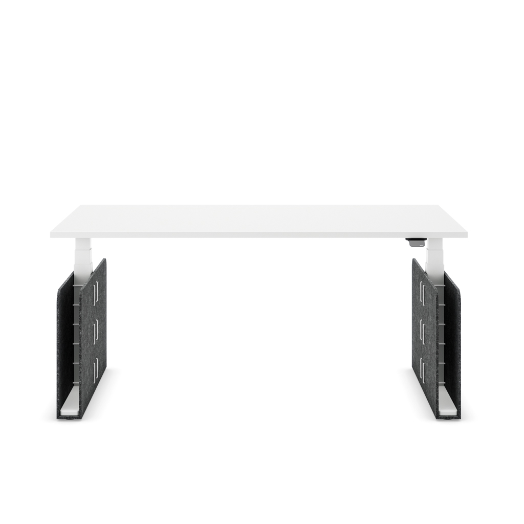 Höhenverstellbarer Schreibtisch Masterlift® Flex Akustix®-Edition, Rechteck Dunkelgrau, Weiss Dekor/Weiss 200x80