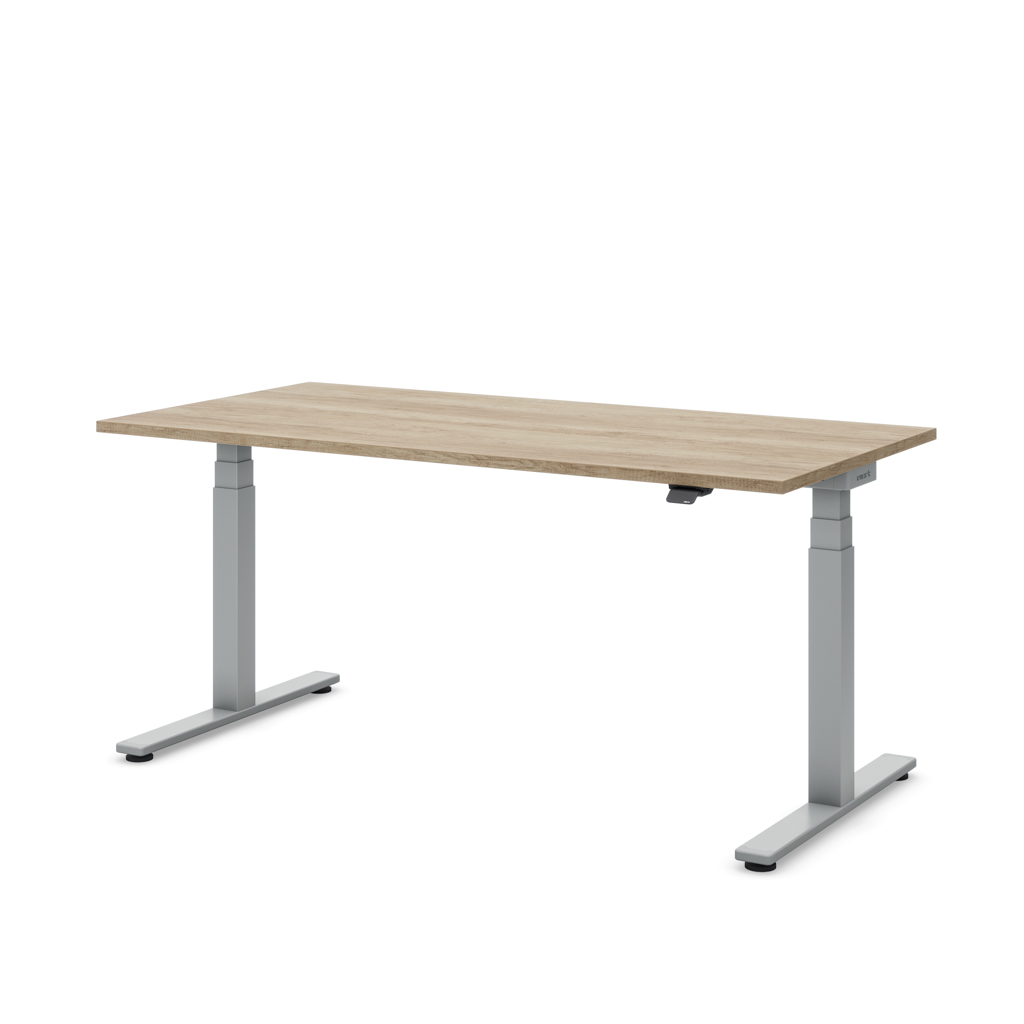 Höhenverstellbarer Schreibtisch Masterlift® Flex Basic, Eiche Dekor/Silber 180x80