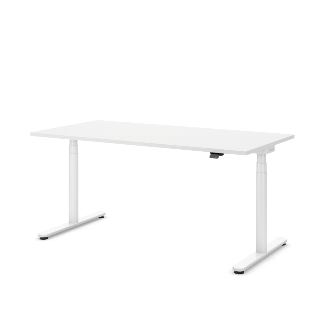 Höhenverstellbarer Schreibtisch Masterlift® Flex Basic rund, Weiss/Weiss 160x80