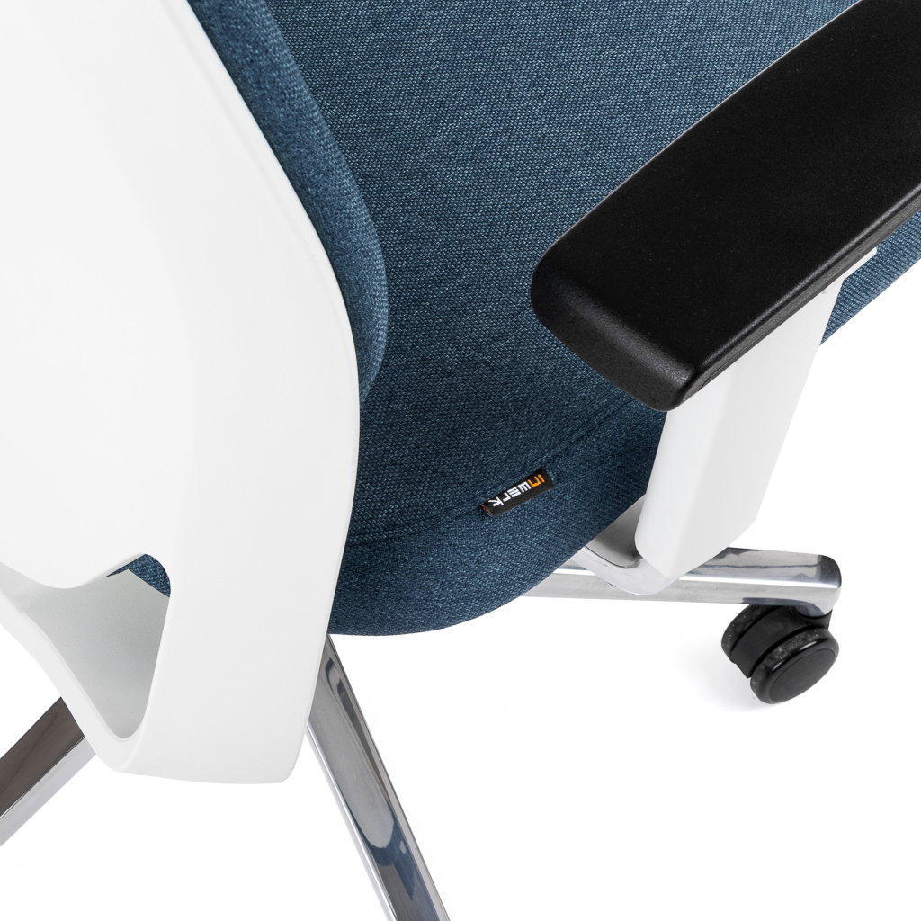 Teamo® Plush - Ergonomischer Bürostuhl, Vollpolster, Weiss/Blau