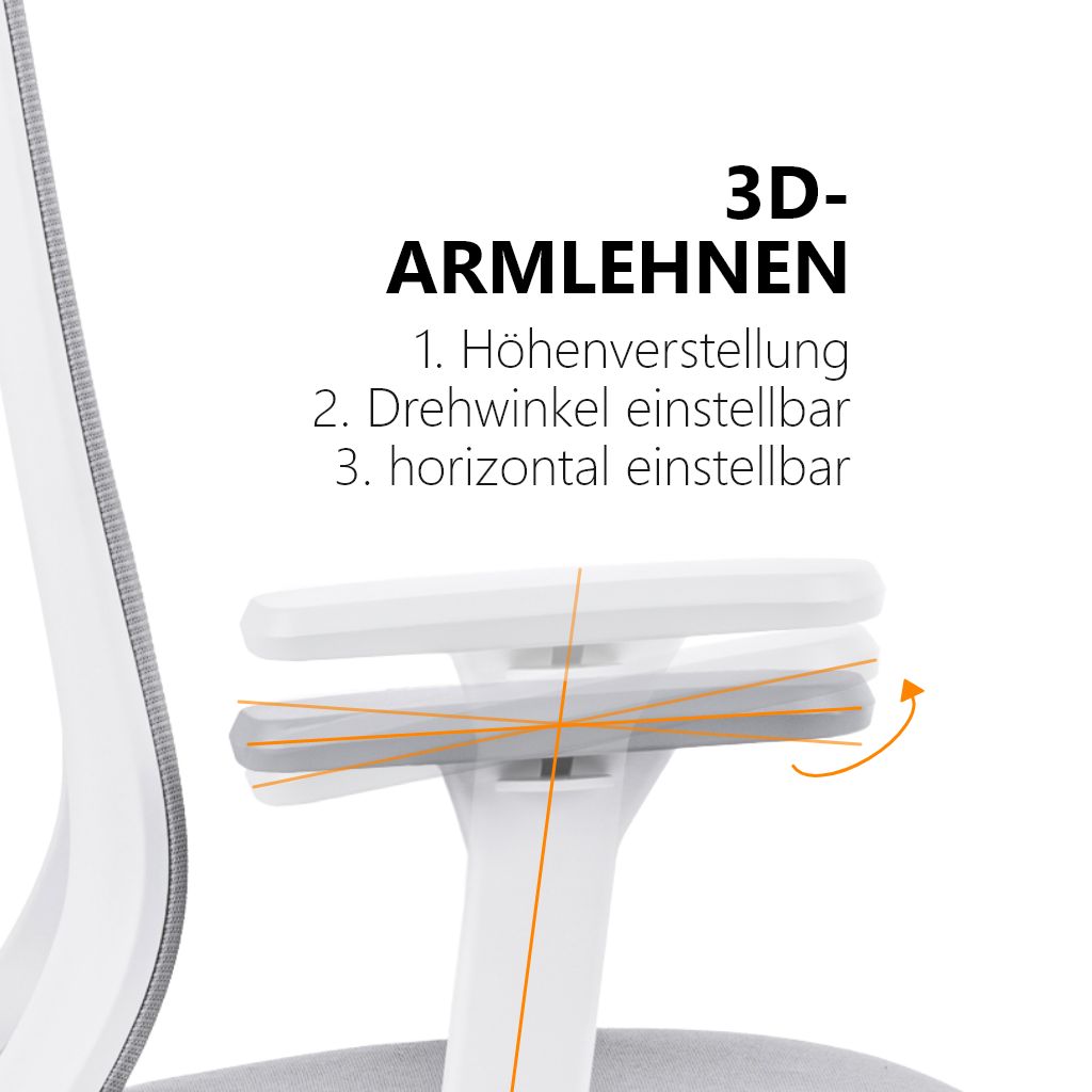 EcoChair 3 - Ergonomischer Bürostuhl, Weiß