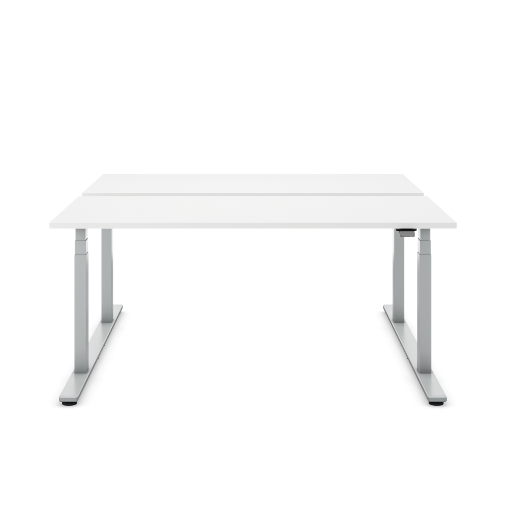 Höhenverstellbarer Team-Schreibtisch Masterlift® Flex Light, Weiss/Silber140x80