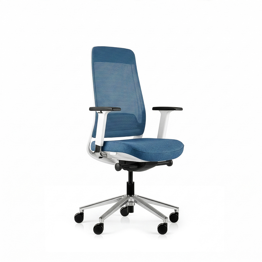 Inwerk Teamo® Original - Ergonomischer Bürostuhl, Weiß/Blau
