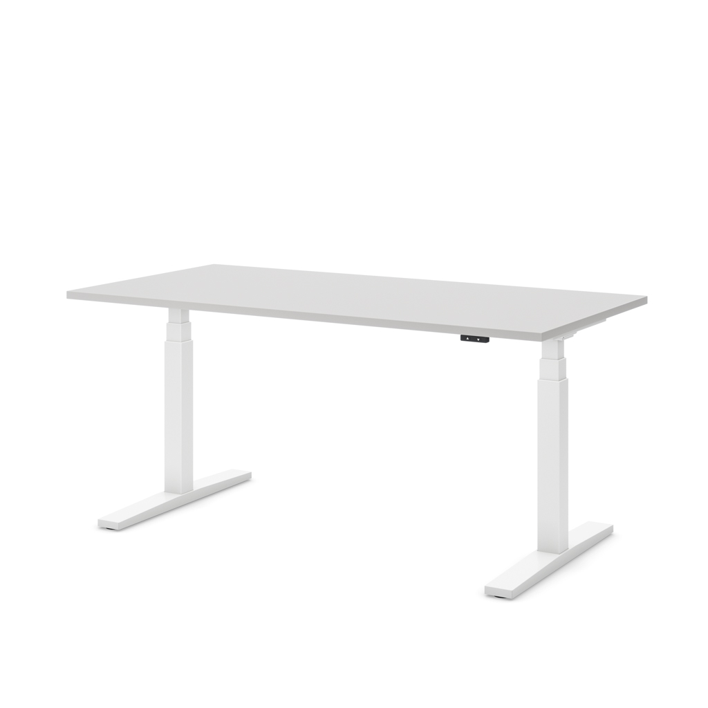 Höhenverstellbarer Schreibtisch Imperio® Lift Q2 Lichtgrau Dekor/Weiss 180x80