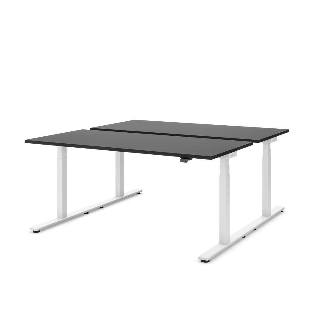 Höhenverstellbarer Team-Schreibtisch Masterlift® Flex Light, Schwarz/Weiss 120x80