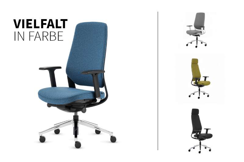 Teamo® Plush - Ergonomischer Bürostuhl, Vollpolster, Schwarz/Blau