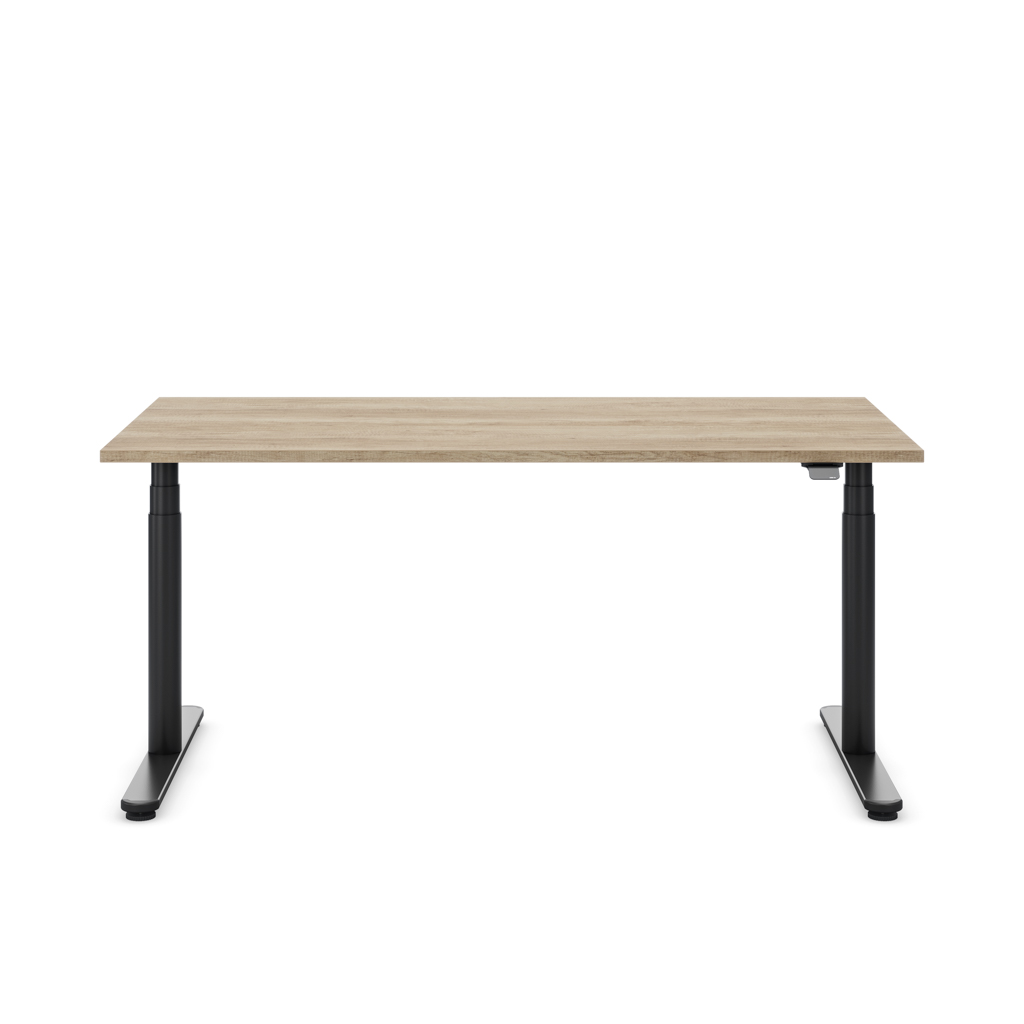 Höhenverstellbarer Schreibtisch Masterlift® Flex Basic rund, Eiche Dekor/Silber 160x80