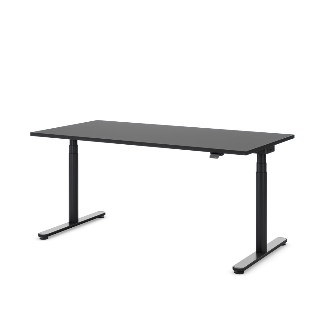 Höhenverstellbarer Schreibtisch Masterlift® Flex Basic rund, Schwarz/Schwarz 120x80