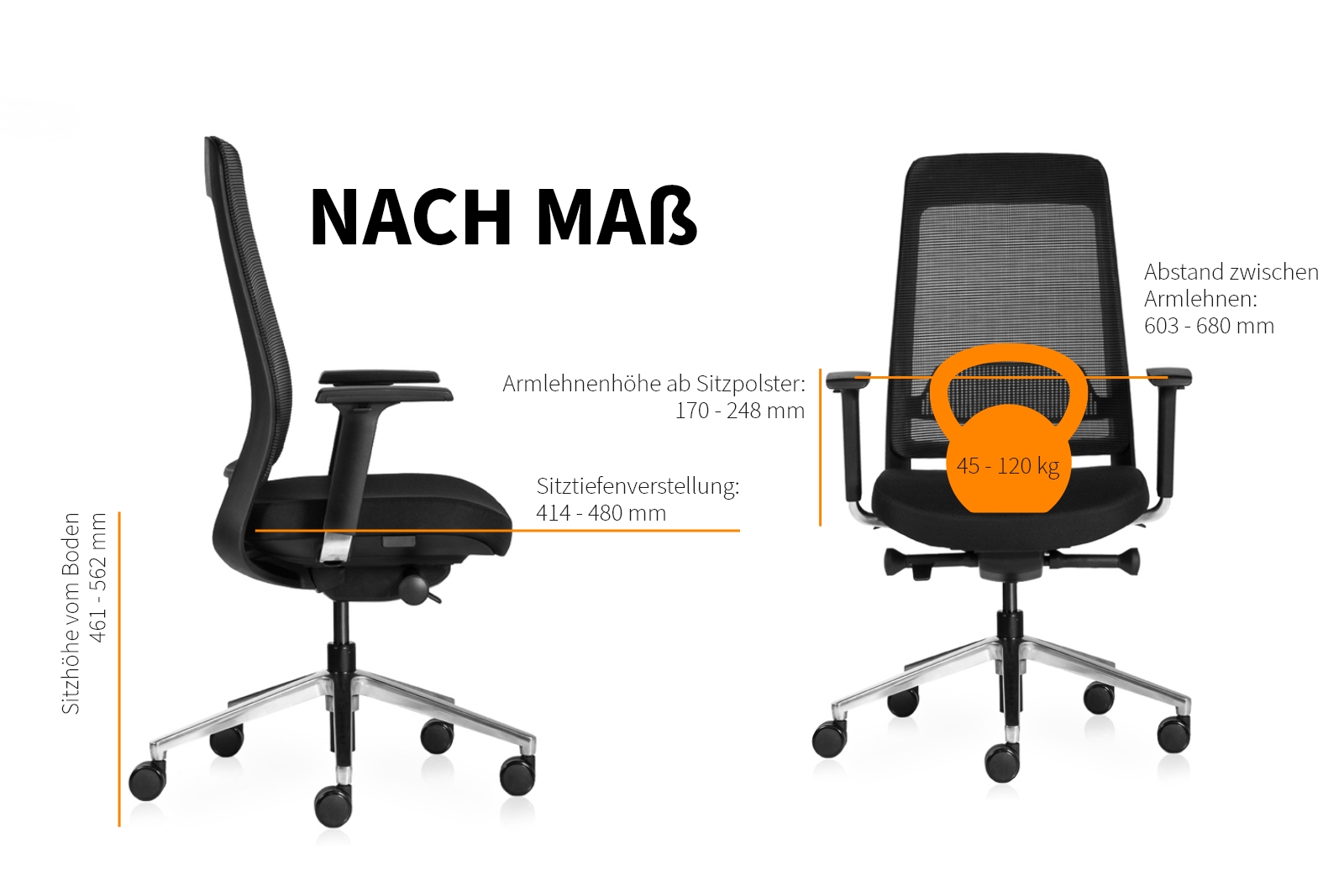 Inwerk Teamo® Original - Ergonomischer Bürostuhl, Schwarz