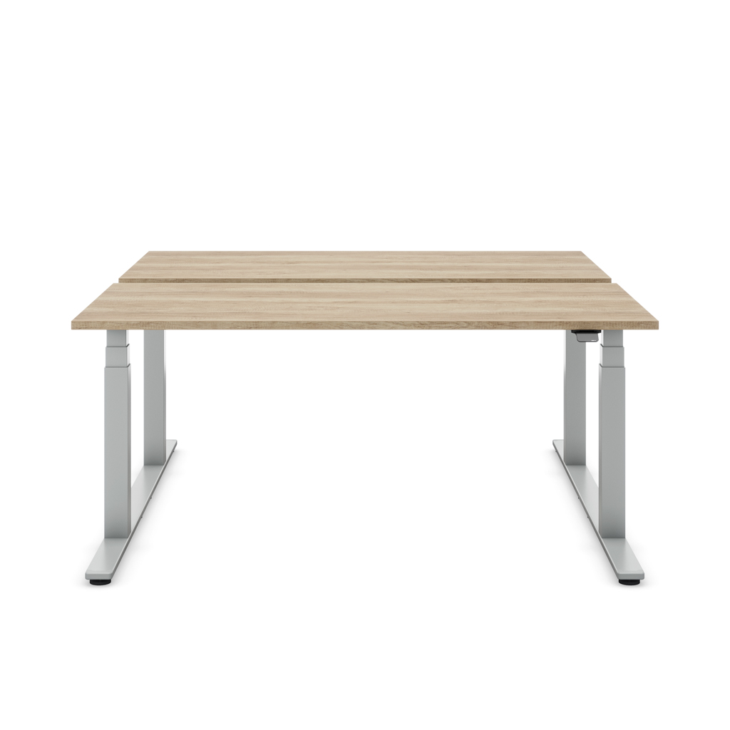 Höhenverstellbarer Team-Schreibtisch Masterlift® Flex Basic, Eiche Dekor/Silber 160x80