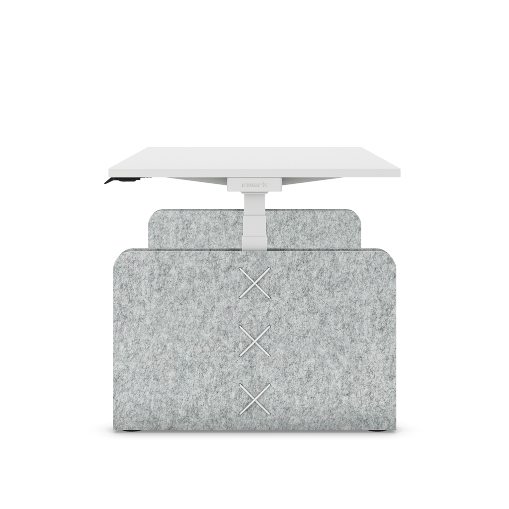 Höhenverstellbarer Schreibtisch Masterlift® Flex Akustix®-Edition, Rechteck Hellgrau, Weiss Dekor/Weiss 200x80