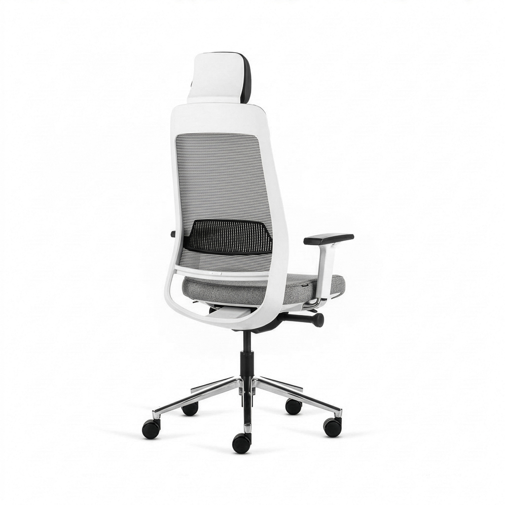 Inwerk Teamo® Original Plus - Bürostuhl mit Kopfstütze, Weiß/Grau